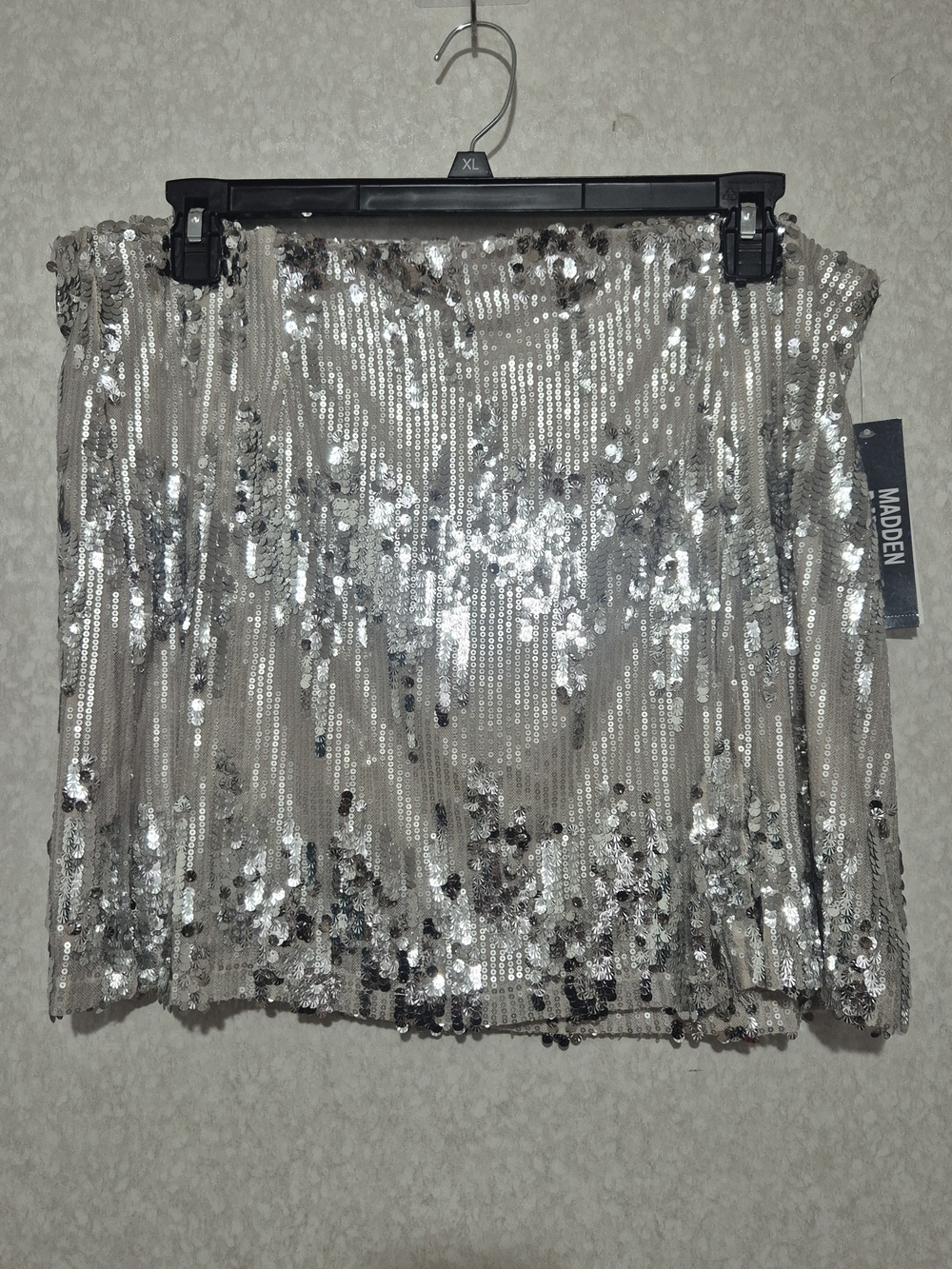 NWT Madden Silver Sequin Mini Skirt — Sparkle Party Skirt-XXL